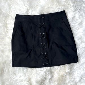 EXPRESS Black Cross Tie Mini Skirt With Pockets - Women’s 6